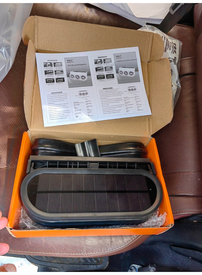 alayjah Alayjah, Solar Car Exhaust Fan, 1 Pc ,Dual USB/Solar Powered, 3-Speed Auto Ventilation, Easy Install, Keeps Car Cool, for SUV/Truck  - Image 4