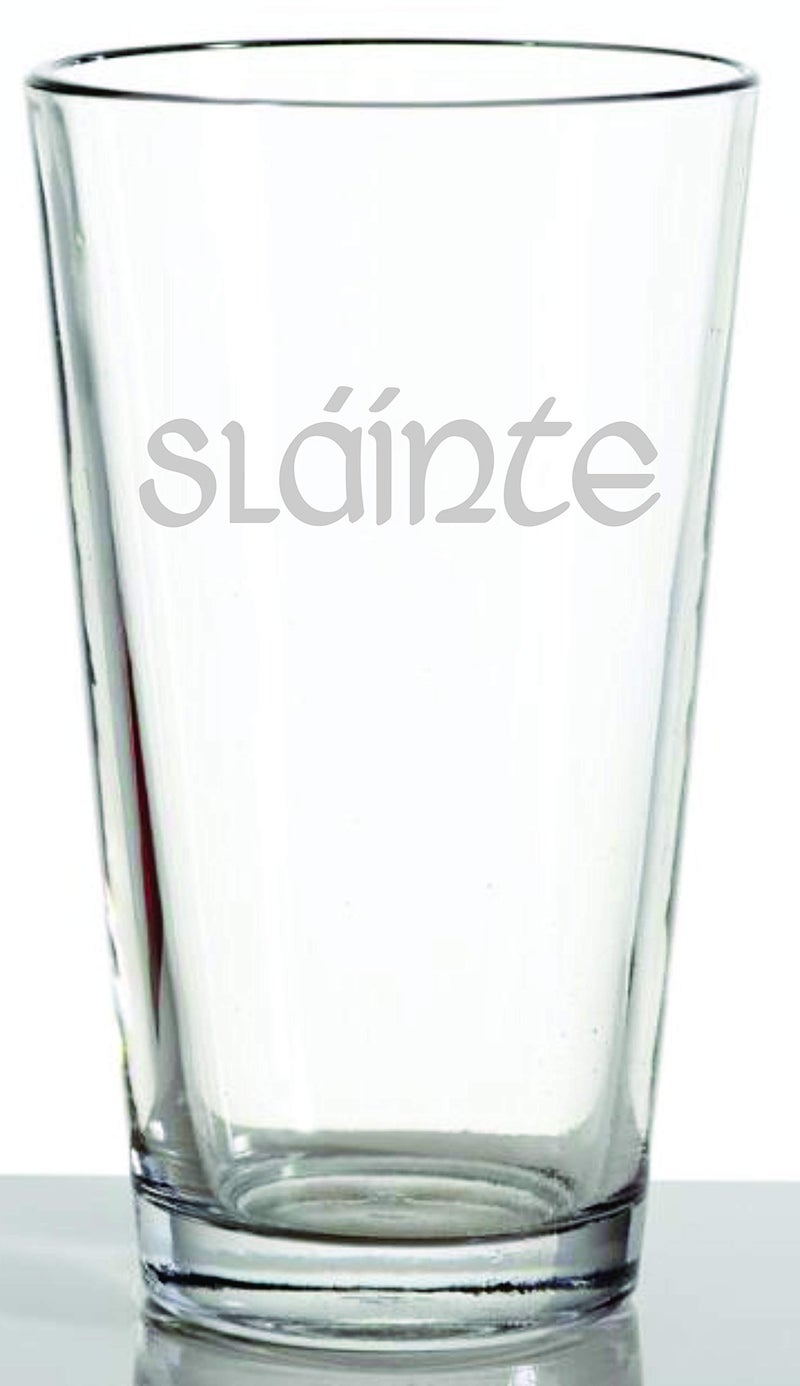 IE Laserware Slainte Irish Celtic Gaelic Toast  Pub Pint Glass Highlander Outlander Fans  Irish Scottish Gifting Weddings Anniversary Housewarming Birthday  Men or Women 