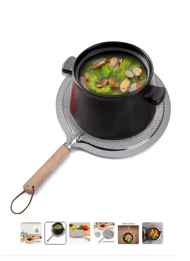Simmer Ring Simmer Ring Pan Hob Mat with Wooden Handle: Versatile Heat Diffuser for Electric or Gas Cookers  - Image 4