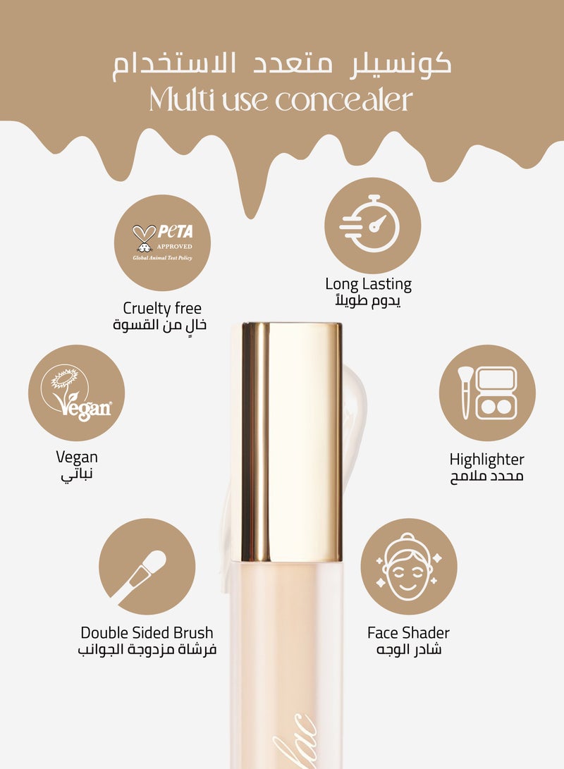 Oulac Concealer Full Coverage, Concealer Stick for Dark Circles, Hydrating Concealer Infused with Hyaluronic Acid, Lightweight, Long Lasting, Vegan Concealer 3.8ml, Shade: C2 Ivory - Image 2