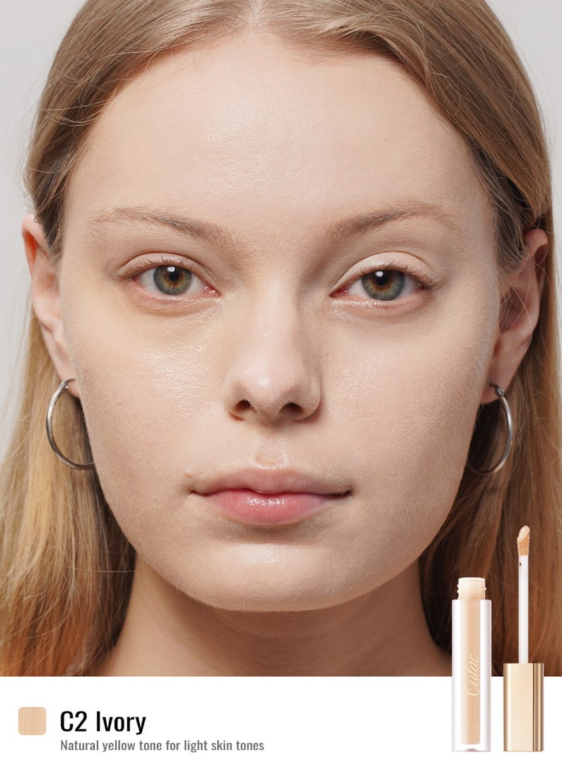 Oulac Concealer Full Coverage, Concealer Stick for Dark Circles, Hydrating Concealer Infused with Hyaluronic Acid, Lightweight, Long Lasting, Vegan Concealer 3.8ml, Shade: C2 Ivory - Image 3