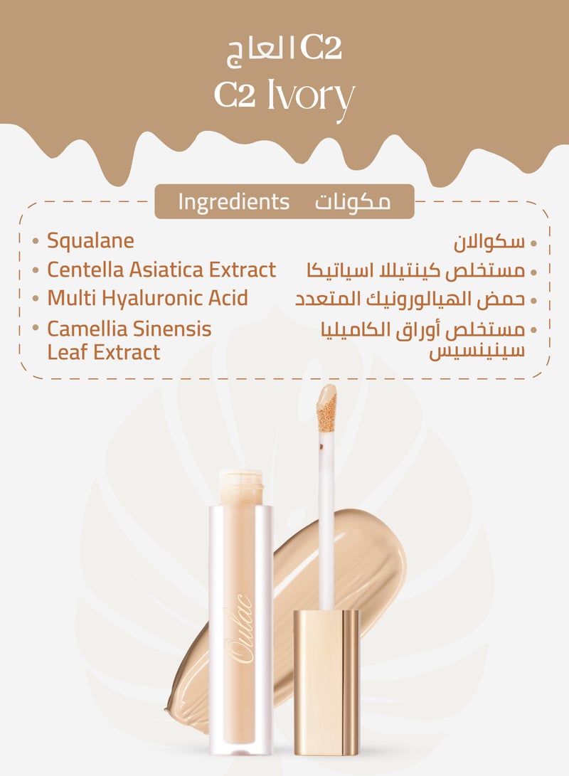 Oulac Concealer Full Coverage, Concealer Stick for Dark Circles, Hydrating Concealer Infused with Hyaluronic Acid, Lightweight, Long Lasting, Vegan Concealer 3.8ml, Shade: C2 Ivory - Image 5