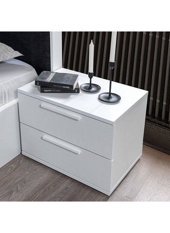 DANUBE HOME Serenity Night Stand Multifunctional Bedside Table Space Saving Nightstand End Table Storage For Bedroom 55x41x43.5cm White/Black  - Image 1