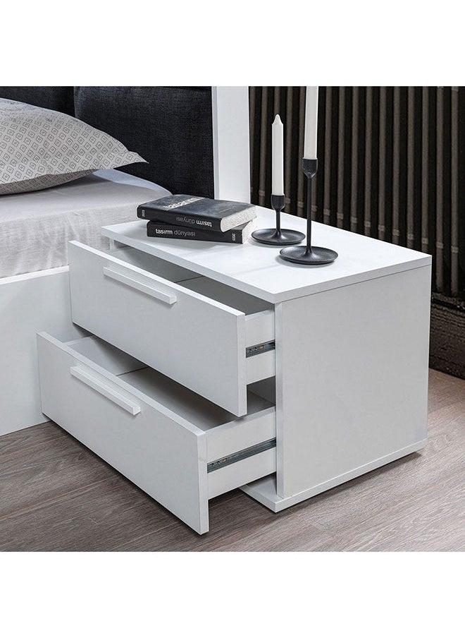 DANUBE HOME Serenity Night Stand Multifunctional Bedside Table Space Saving Nightstand End Table Storage For Bedroom 55x41x43.5cm White/Black  - Image 2