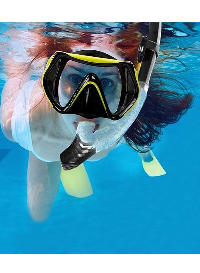 ZCM-HAPPY Anti-Fog Tempered Glass Adults Snorkel Mask for Snorkeling, Swimming and Scuba Diving, Anti Leak Dry Top Snorkel Gear Panoramic Silicone Goggle - Image 2