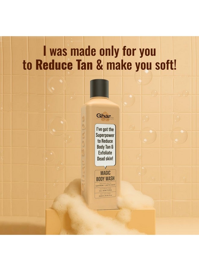 Ghar Soaps Magic De-Tan body wash for tan removal | Exfoliating Body Wash with Saffron, Lactic Acid & Niacinamide | Detan body wash | Removes Tan & Helps in Skin Lightening | Paraben & SLS Free - Image 2
