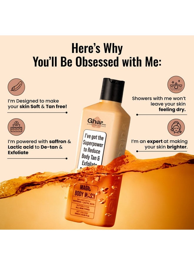 Ghar Soaps Magic De-Tan body wash for tan removal | Exfoliating Body Wash with Saffron, Lactic Acid & Niacinamide | Detan body wash | Removes Tan & Helps in Skin Lightening | Paraben & SLS Free - Image 3