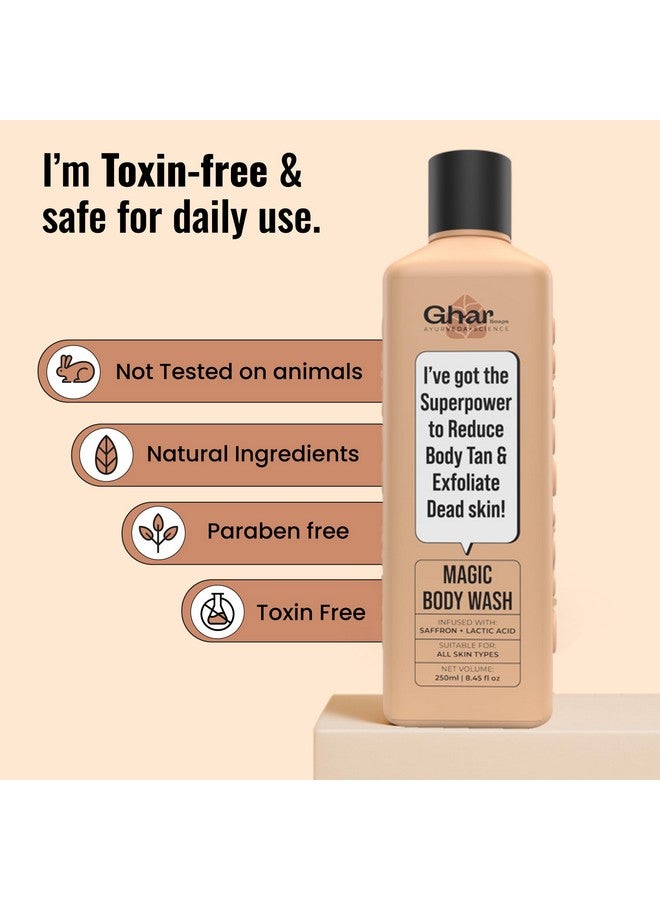 Ghar Soaps Magic De-Tan body wash for tan removal | Exfoliating Body Wash with Saffron, Lactic Acid & Niacinamide | Detan body wash | Removes Tan & Helps in Skin Lightening | Paraben & SLS Free - Image 4