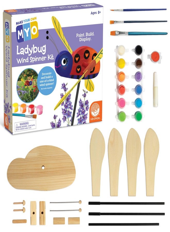 MindWare Make Your Own Ladybug Wind Spinner Wood Craft Kit - Build & Decorate for Ages 8 & Up - Image 1
