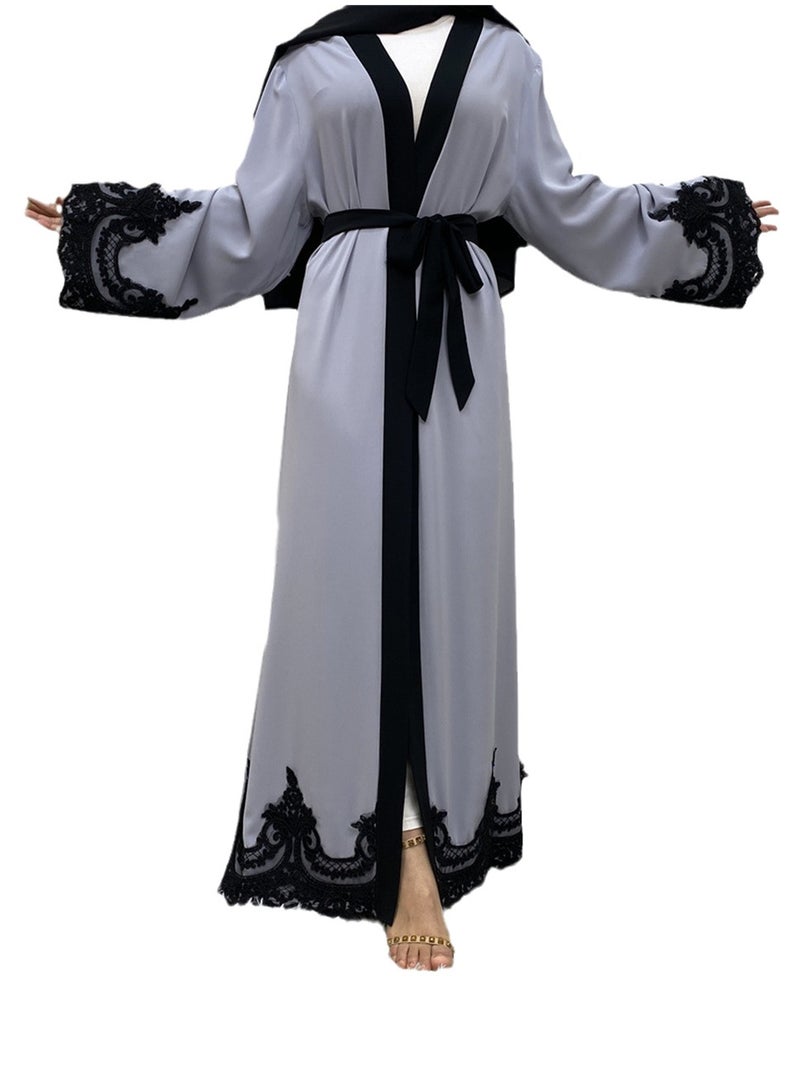 Casual cardigan long cardigan dress solid color light luxury robe  - Image 1