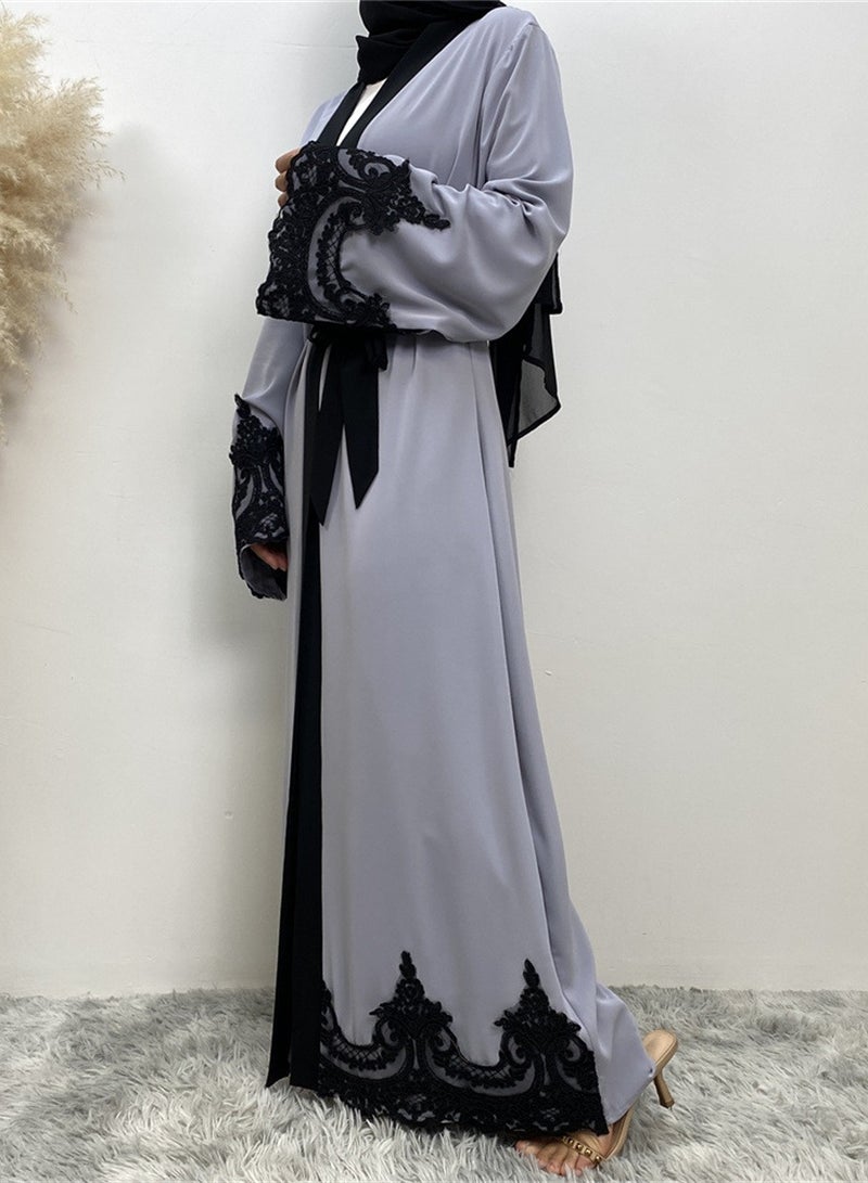 Casual cardigan long cardigan dress solid color light luxury robe  - Image 4