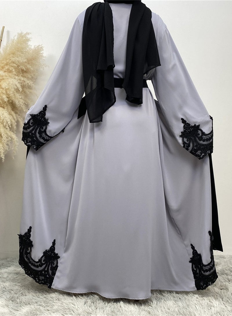Casual cardigan long cardigan dress solid color light luxury robe  - Image 3
