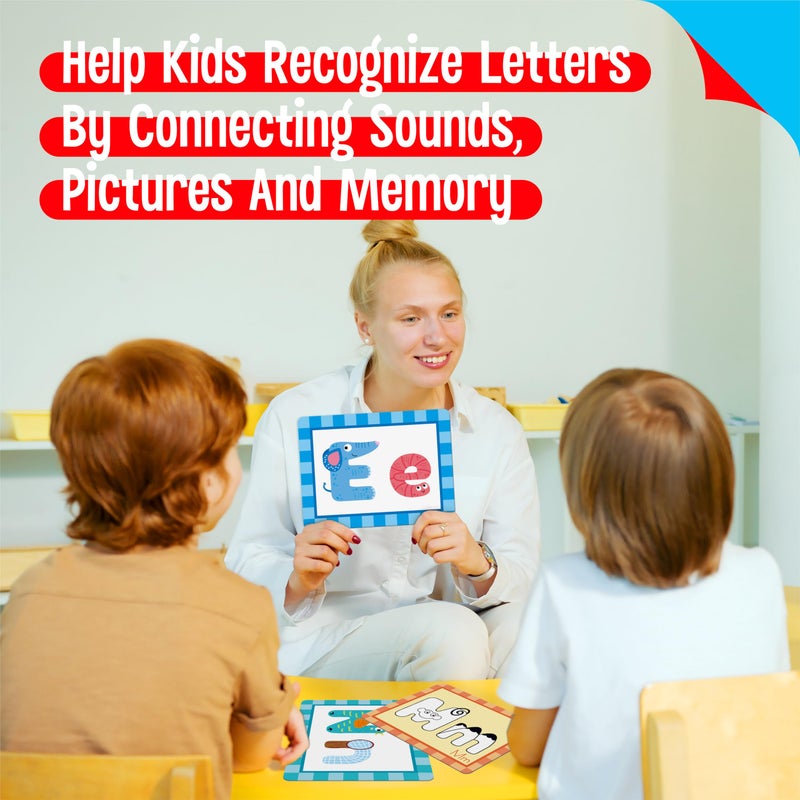 SpriteGru Alphabet Picture Mnemonic Cards, 26 Uppercase & Lowercase Letter Learning Cards for Kids Letter Cognition, ABC Montessori Early Learning Tool for Toddlers, Classroom & Home Activity - Image 5