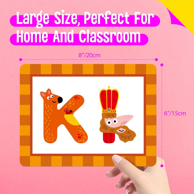 SpriteGru Alphabet Picture Mnemonic Cards, 26 Uppercase & Lowercase Letter Learning Cards for Kids Letter Cognition, ABC Montessori Early Learning Tool for Toddlers, Classroom & Home Activity - Image 4