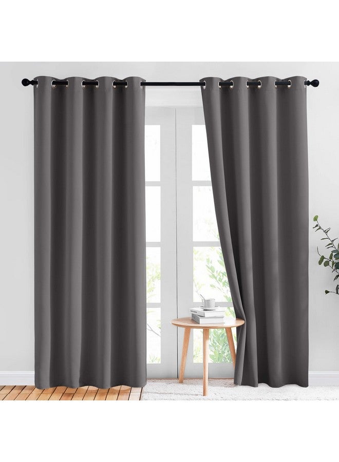 NICETOWN Gray Blackout Curtains for Bedroom 84 inches Long - Thermal Drapes Grommet Room Darkening Curtains Noise Reducing Window Treatments for Living Room (2 Panels, W52 x L84, Grey) - Image 1