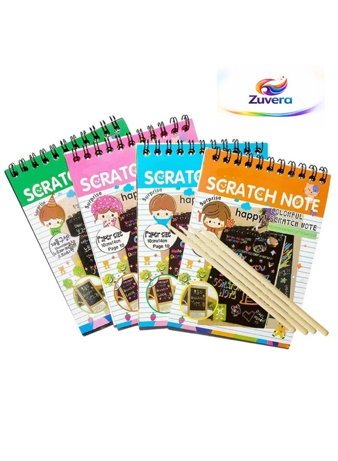 Zuvera Party Favors for Kids: 10 Pack Scratch Art Notebook Students Classroom Gifts Bulk for Girls Boys Goodie Bags Stuffers, Return Gifts for Birthday Party Favors Bulk Kids Crafts