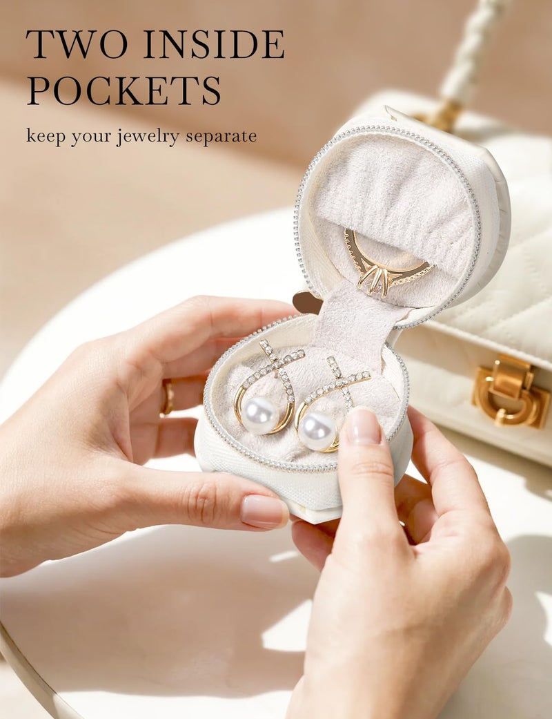 Hatori Portable Gym Jewelry Storage Box Case, Jewelry Ring Holder Box with Keychain, Small Travel Ring Earring Stud Necklace Storage Case, Anti-Lost Keychain Container for Smart Rings (White) - Image 5