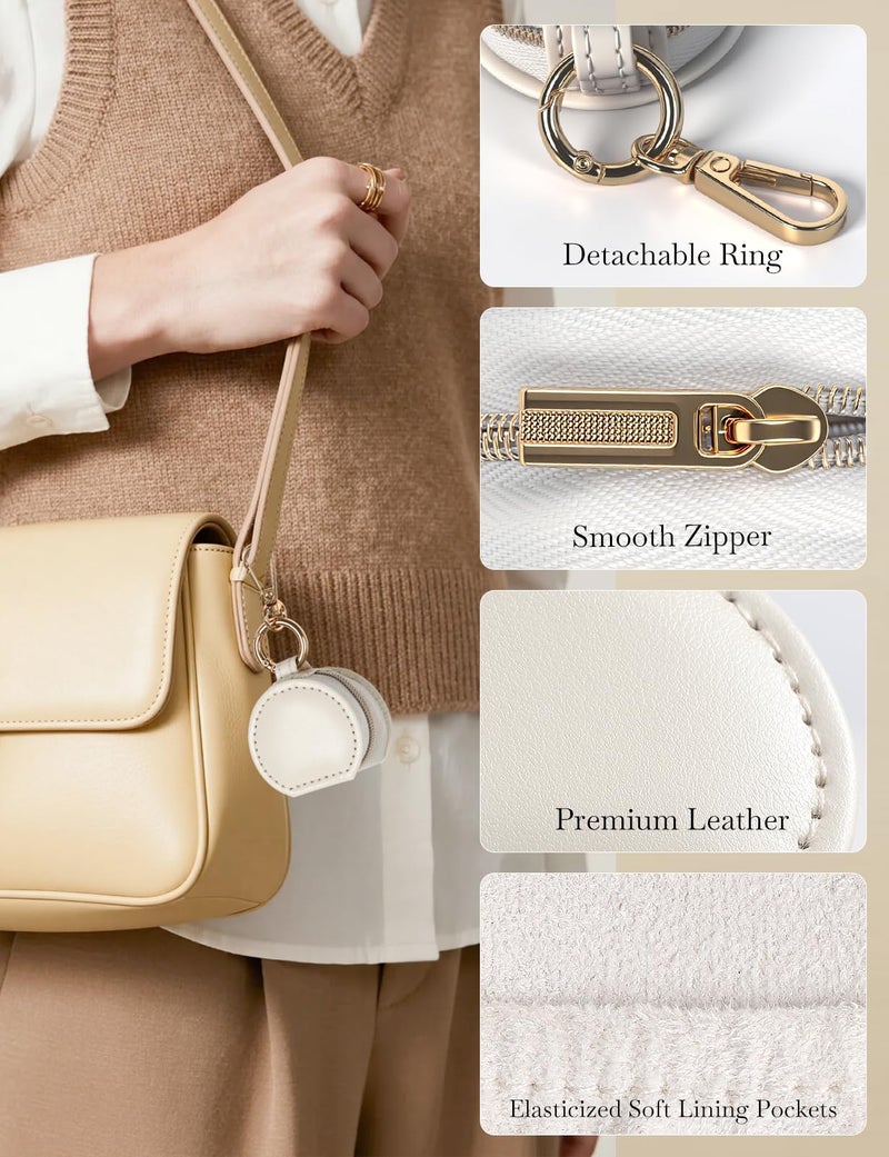 Hatori Portable Gym Jewelry Storage Box Case, Jewelry Ring Holder Box with Keychain, Small Travel Ring Earring Stud Necklace Storage Case, Anti-Lost Keychain Container for Smart Rings (White) - Image 3