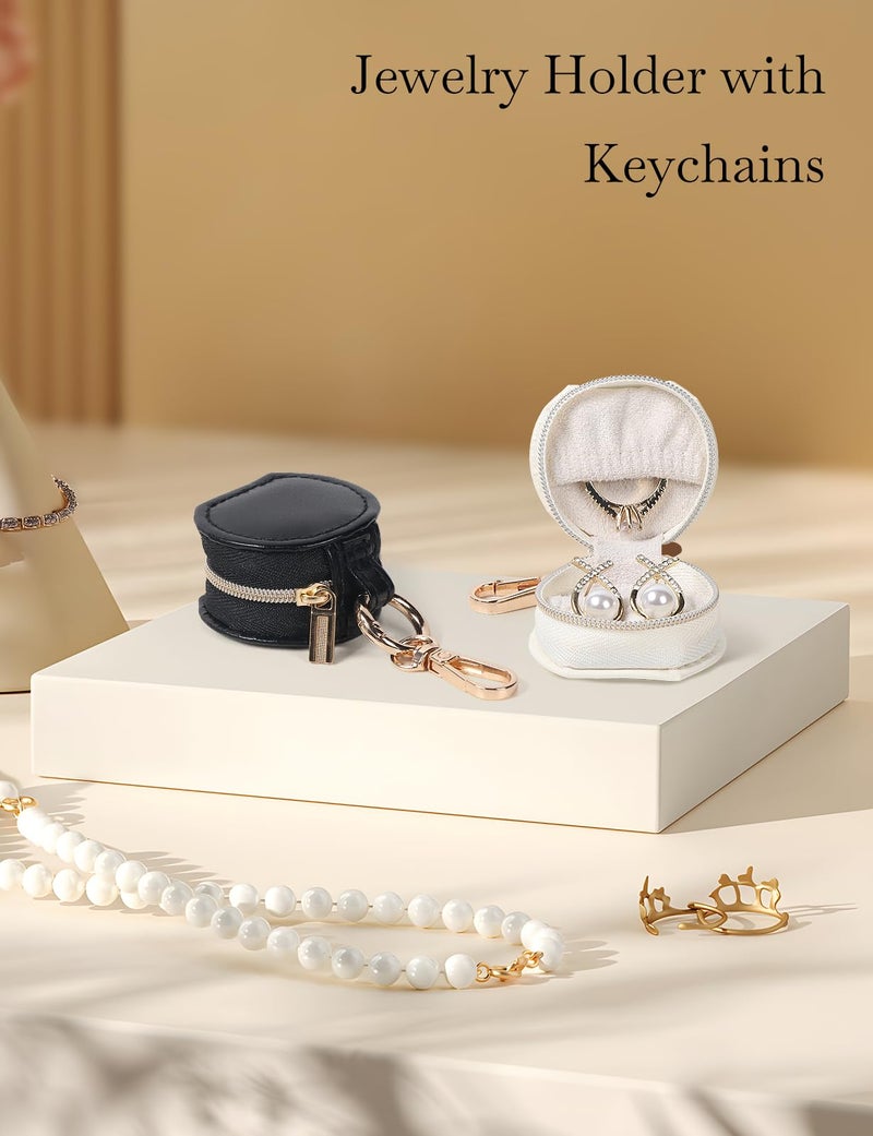 Hatori Portable Gym Jewelry Storage Box Case, Jewelry Ring Holder Box with Keychain, Small Travel Ring Earring Stud Necklace Storage Case, Anti-Lost Keychain Container for Smart Rings (White) - Image 4