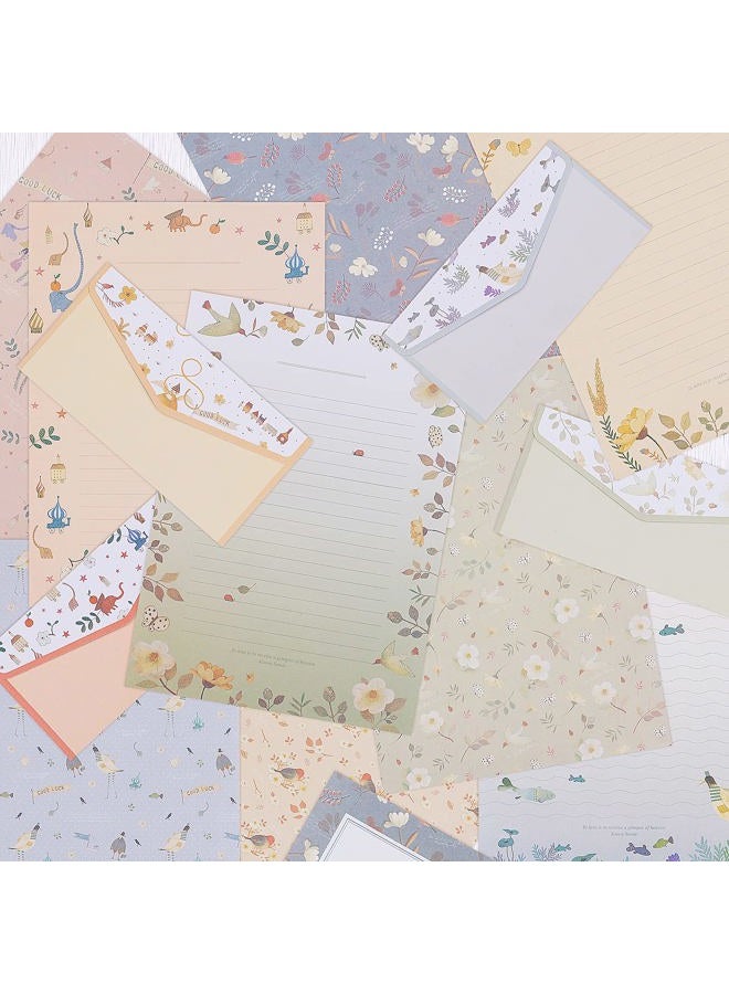 Tmtains 72Pcs Stationery Paper and Envelopes Set Contain 48Pcs Letter Paper 24Pcs Envelopes Double Sided Floral Design Lined Stationary Set for Writing Letters Poem Office School Supplies - Image 4