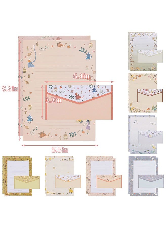 Tmtains 72Pcs Stationery Paper and Envelopes Set Contain 48Pcs Letter Paper 24Pcs Envelopes Double Sided Floral Design Lined Stationary Set for Writing Letters Poem Office School Supplies - Image 3