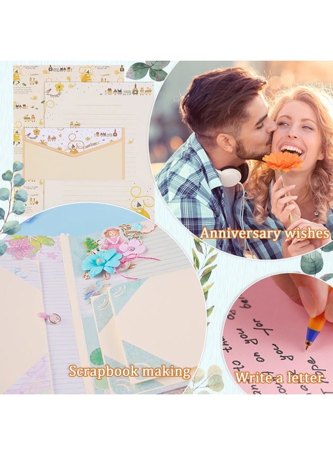 Tmtains 72Pcs Stationery Paper and Envelopes Set Contain 48Pcs Letter Paper 24Pcs Envelopes Double Sided Floral Design Lined Stationary Set for Writing Letters Poem Office School Supplies - Image 5