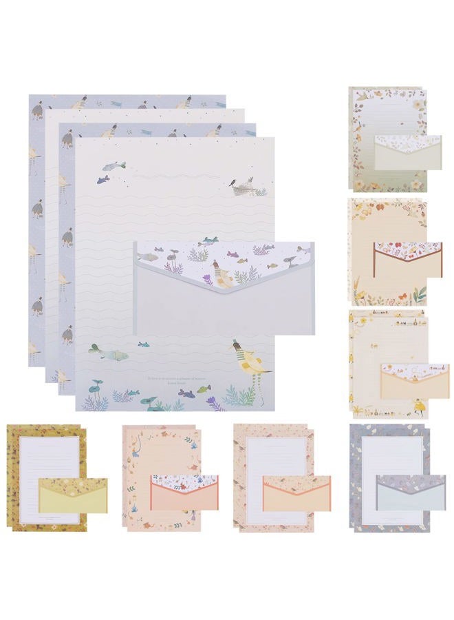 Tmtains 72Pcs Stationery Paper and Envelopes Set Contain 48Pcs Letter Paper 24Pcs Envelopes Double Sided Floral Design Lined Stationary Set for Writing Letters Poem Office School Supplies - Image 1