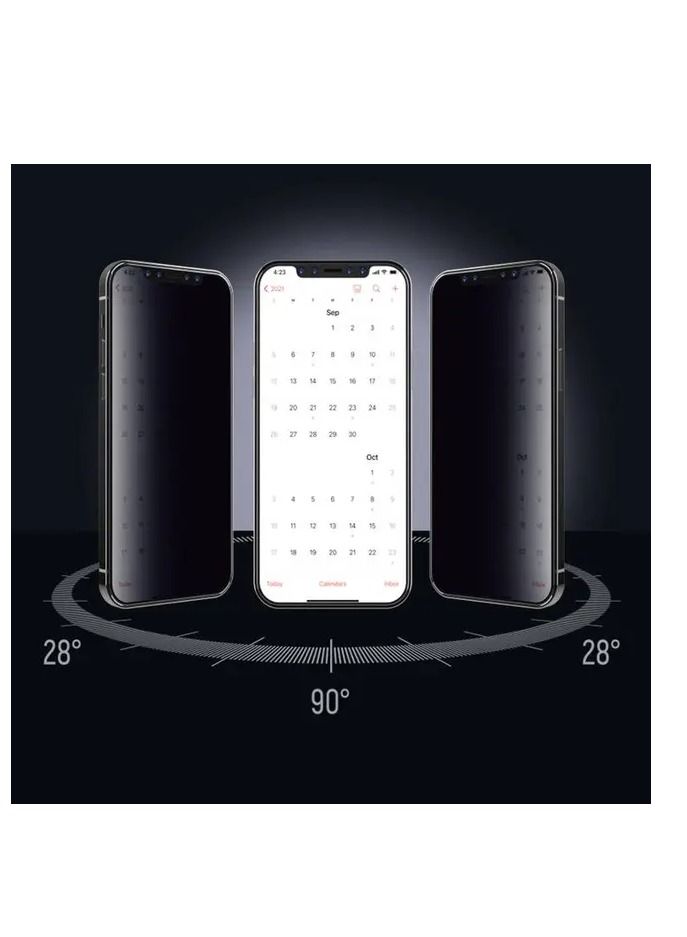 ديفيا فان سيريس الخصوصية سيليكون حافة واقي شاشة زجاجي مقوى مرتين لهاتف آيفون 13 برو ماكس 6.7 بوصة (2021) - أسود - Image 3