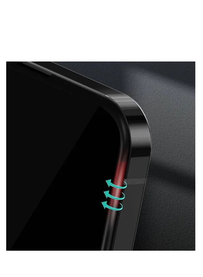 ديفيا فان سيريس الخصوصية سيليكون حافة واقي شاشة زجاجي مقوى مرتين لهاتف آيفون 13 برو ماكس 6.7 بوصة (2021) - أسود - Image 4