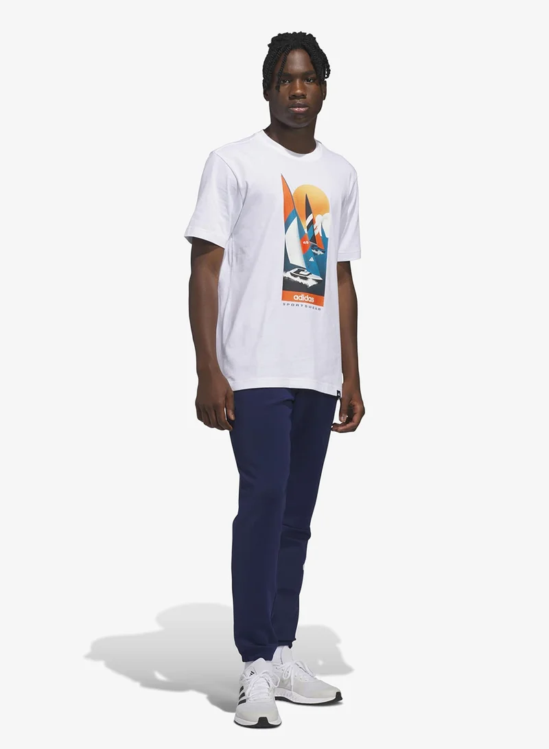 Adidas WHITE Summer Sailing Graphic T-Shirt for Men | Best Price UAE