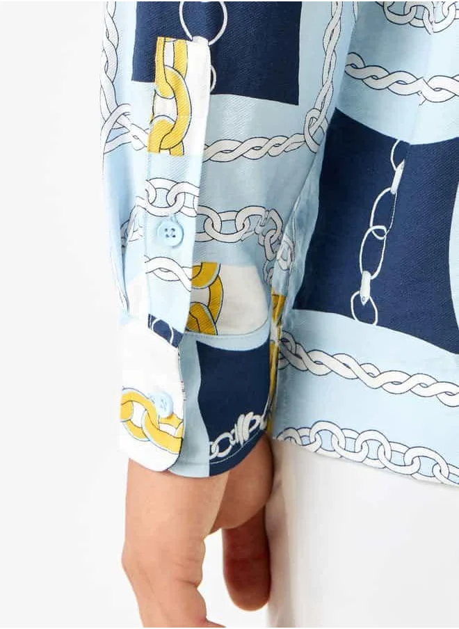 Iconic Iconic Regular Fit Printed Shirt with Long Sleeves