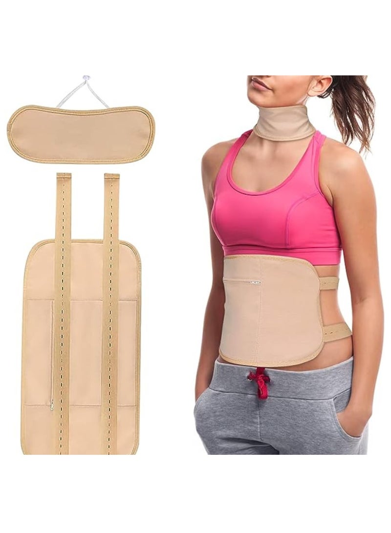 2 Pack Castor Oil Pack Wrap Set Reusable Organic Waist and Neck for Liver Detox Thyroid Beige Set - Image 1