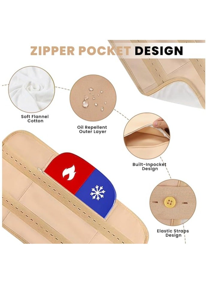 2 Pack Castor Oil Pack Wrap Set Reusable Organic Waist and Neck for Liver Detox Thyroid Beige Set - Image 4