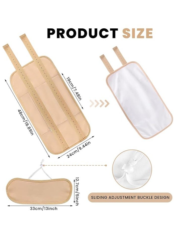 2 Pack Castor Oil Pack Wrap Set Reusable Organic Waist and Neck for Liver Detox Thyroid Beige Set - Image 2