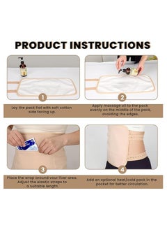 Generic 2 Pack Castor Oil Pack Wrap Set Reusable Organic Waist and Neck for Liver Detox Thyroid Beige Set  - Image 5