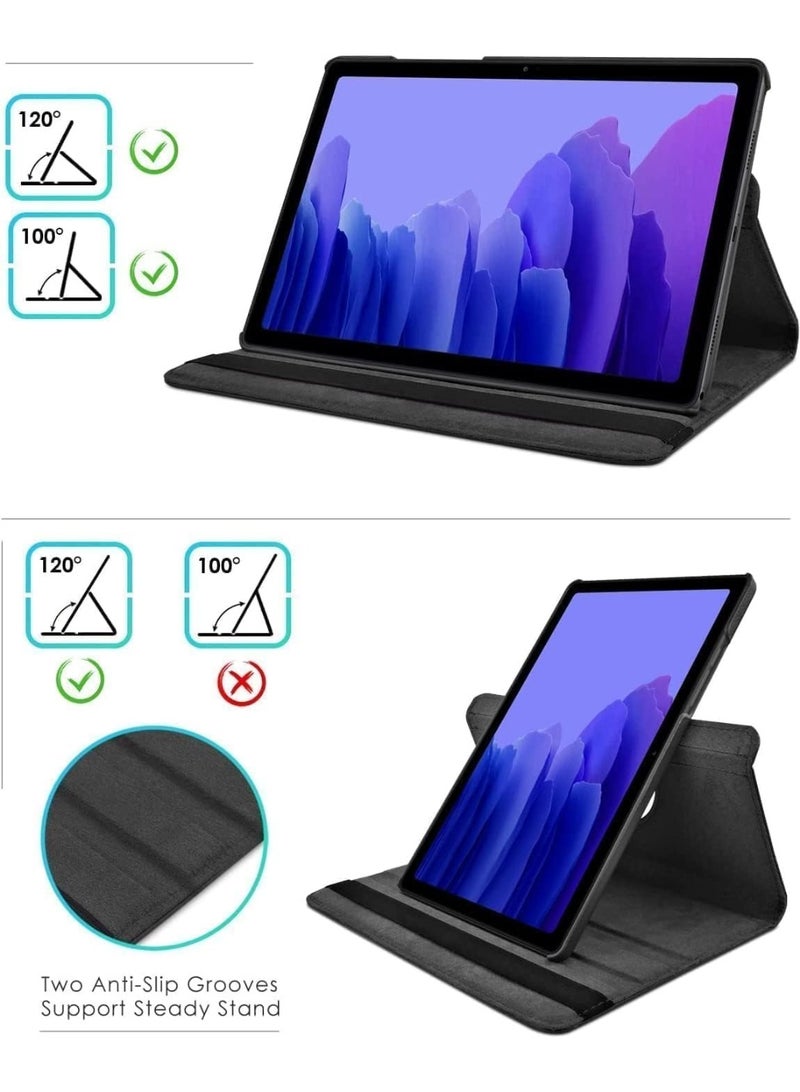 غطاء حماية لجهاز سامسونج جالاكسي تاب A7 10.4 2020 (SM-T500/T505/T507)، حامل ذكي قابل للدوران 360 درجة، غطاء جلدي قلاب مع زوايا عرض متعددة، خاصية التشغيل والإيقاف التلقائي (أسود) - Image 2