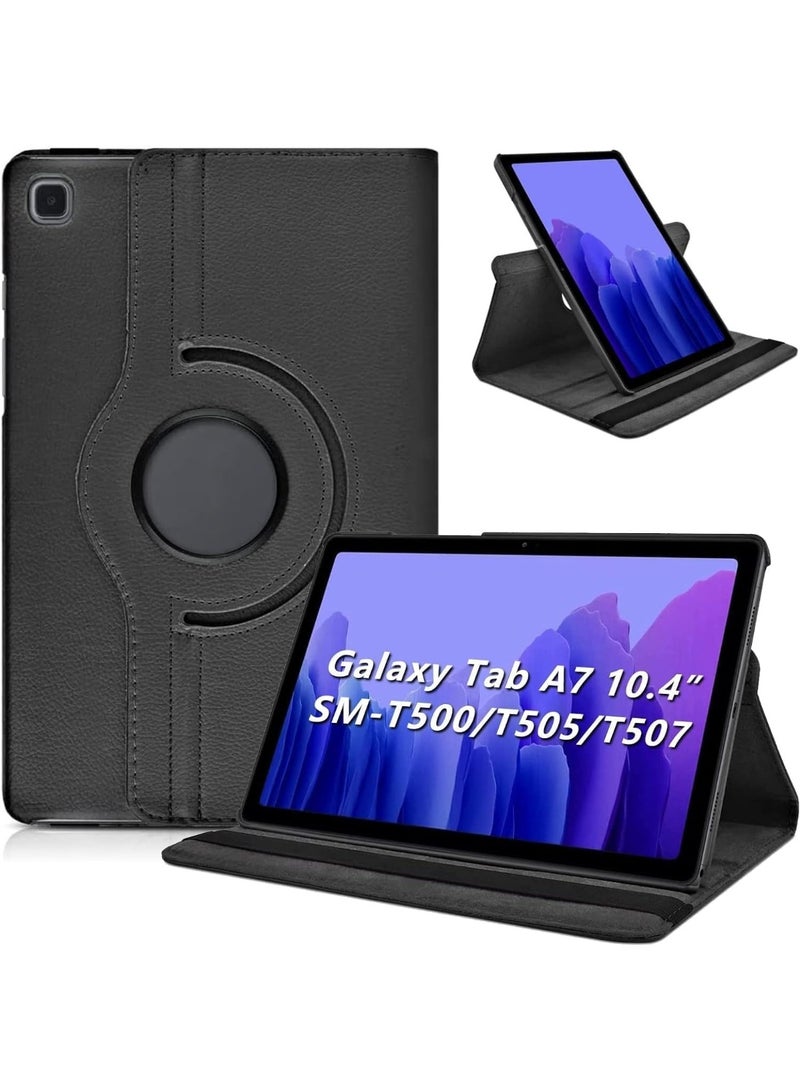 غطاء حماية لجهاز سامسونج جالاكسي تاب A7 10.4 2020 (SM-T500/T505/T507)، حامل ذكي قابل للدوران 360 درجة، غطاء جلدي قلاب مع زوايا عرض متعددة، خاصية التشغيل والإيقاف التلقائي (أسود) - Image 1