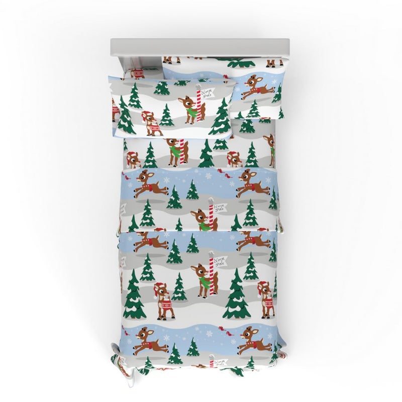 Franco Franco Rudolph Holiday  Christmas Bedding Super Soft 100 Cotton Flannel Sheet Set Twin Officially Licensed Product 
