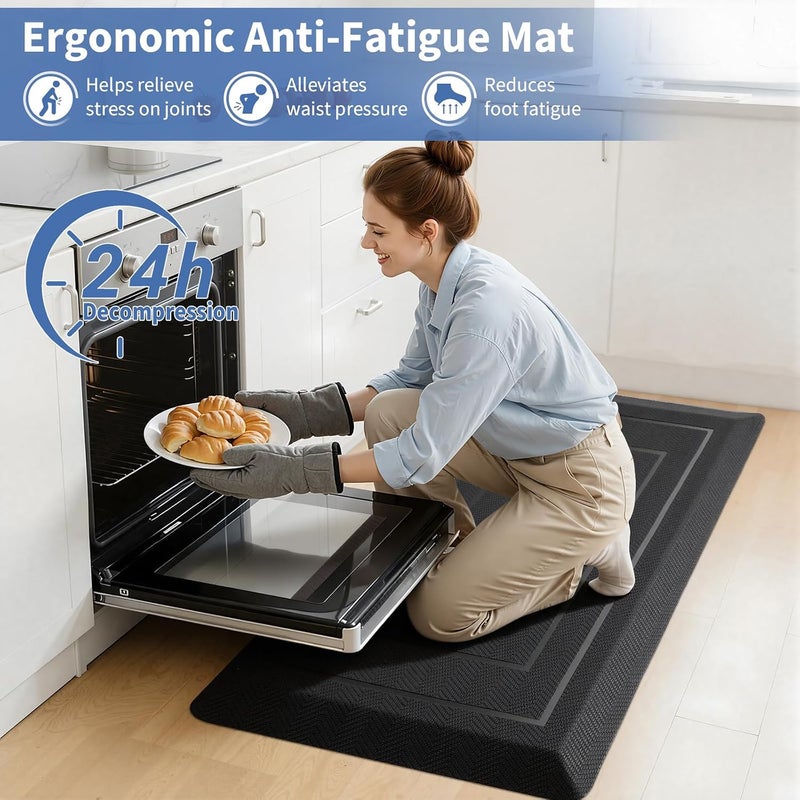 UKISS 9/10"" Extra Thick Cushioned Anti Fatigue Kitchen Mat, Waterproof High Density Foam Standing Desk Mat, Non-Slip Ergonomic Comfort Mat for Kitchen, Office,Workstation Black (Black, 20" X 48") - Image 4