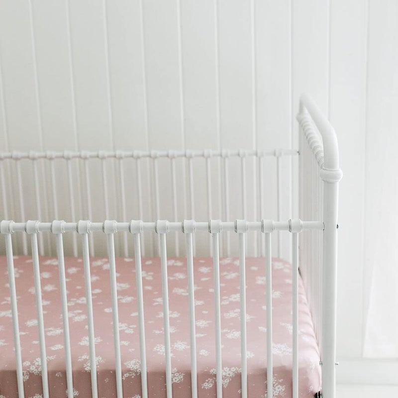 Sorrel + Fern Crib Sheets Neutral - Fitted Baby Crib Sheets Bed for Girl Boy - 2 Pack Standard & Toddler Mattress (Antique Rose) - Buttery Soft Organic Cotton Blend - Image 4