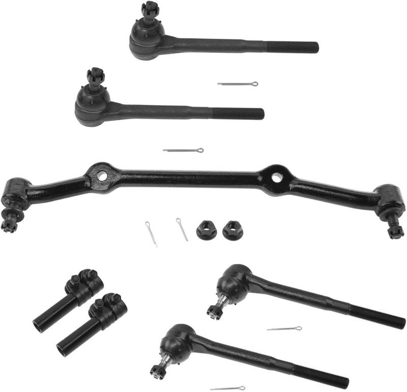 TRQ Front Driver & Passenger Side Steering Kit Center Link Tie Rod Tie Rod Adjusting Sleeve Compatible with 82-95 Chevrolet GMC - Image 1