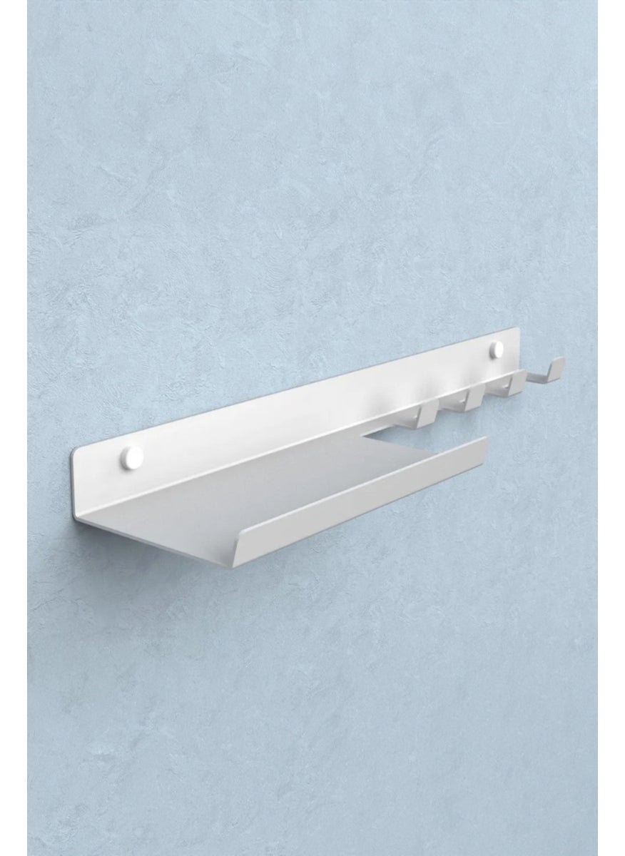 3Art Metal Wall Mounted Iron Key Holder - Decorative Metal Hanger - Wall Shelf with 4 Hooks  - Image 3