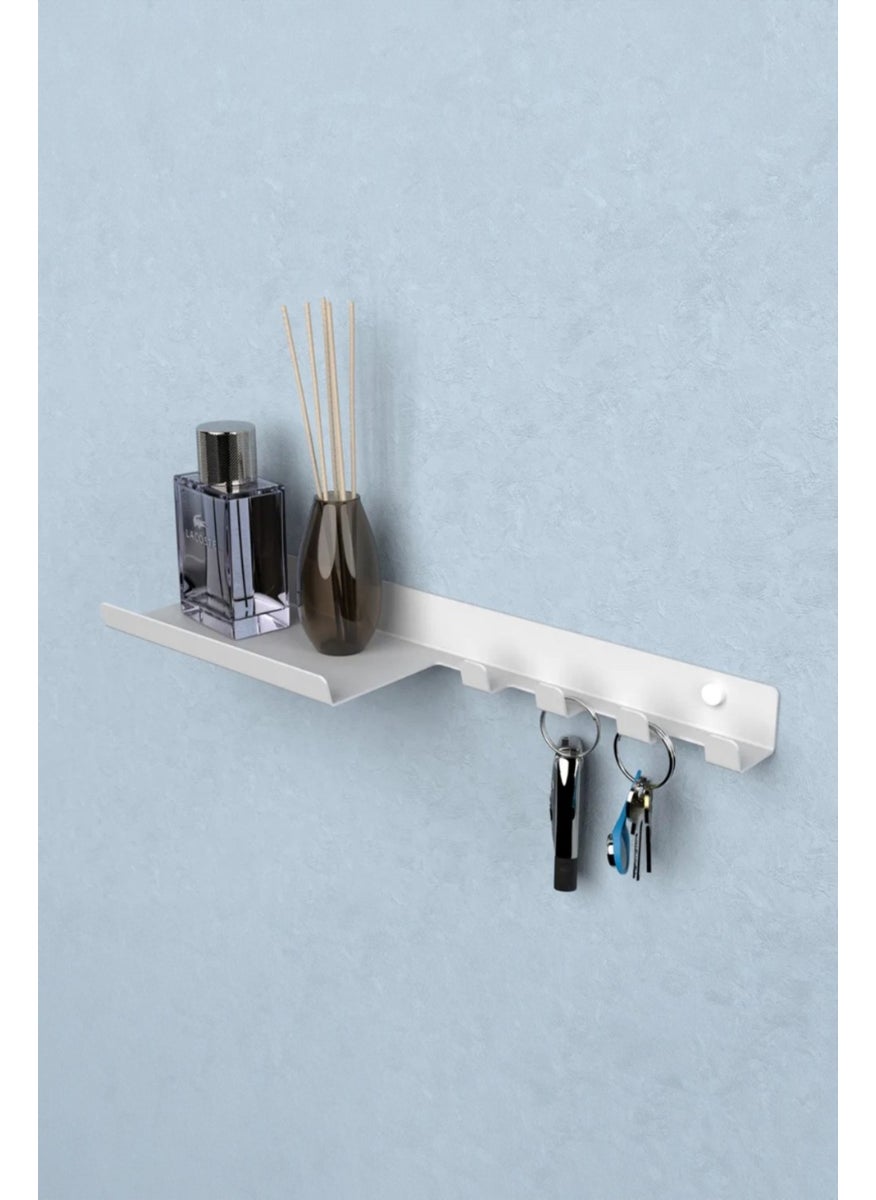 3Art Metal Wall Mounted Iron Key Holder - Decorative Metal Hanger - Wall Shelf with 4 Hooks  - Image 2