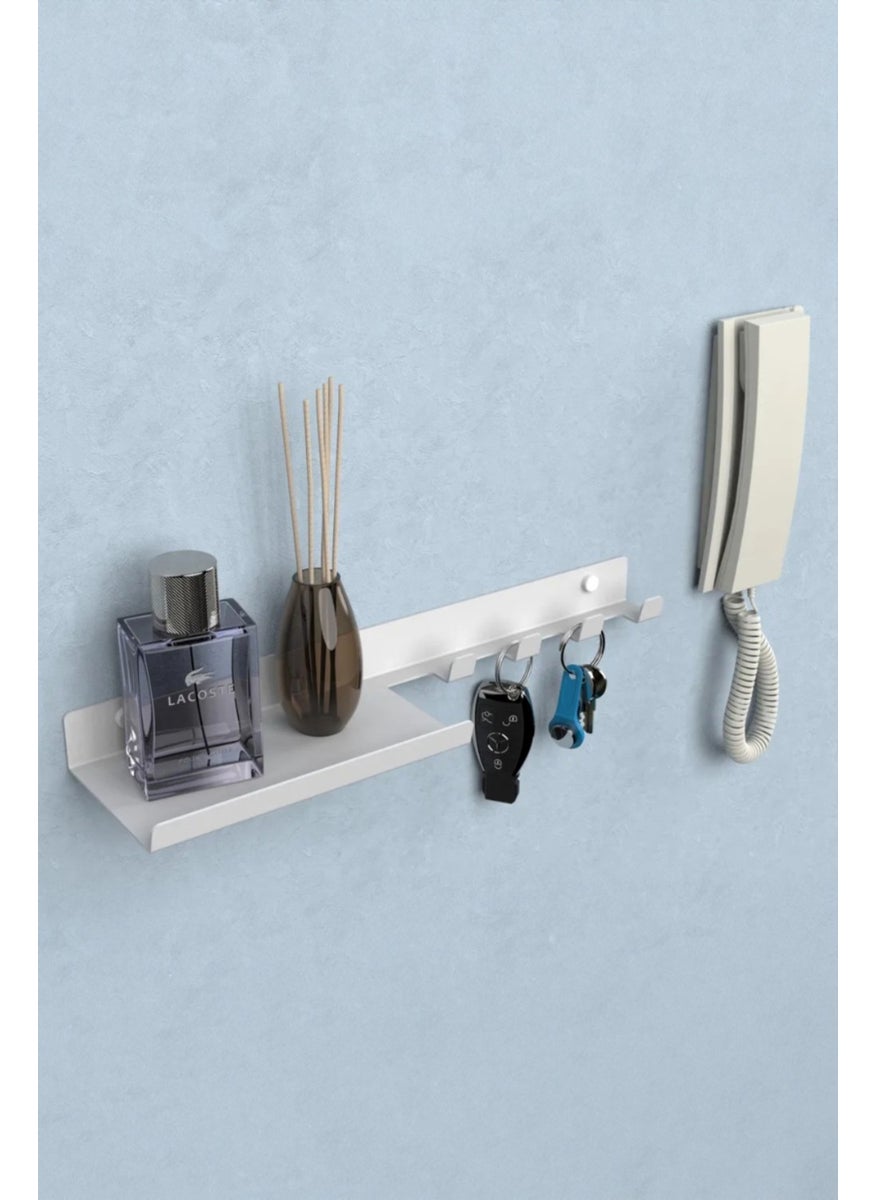 3Art Metal Wall Mounted Iron Key Holder - Decorative Metal Hanger - Wall Shelf with 4 Hooks  - Image 4