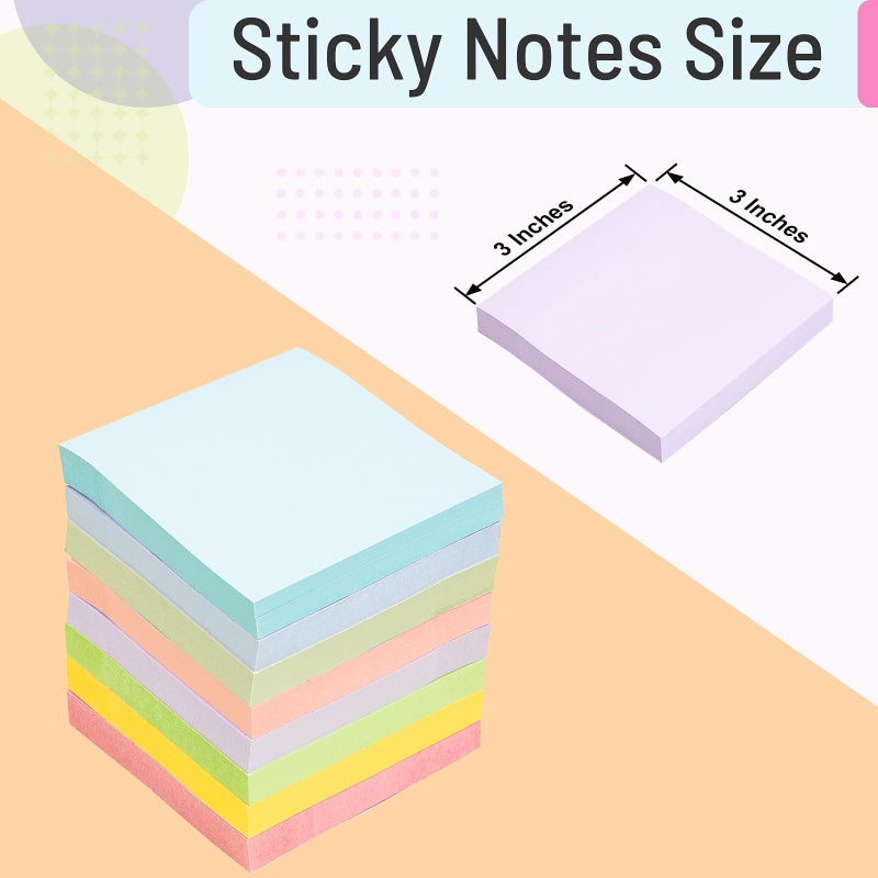 AUYAARS Sticky Notes 3x3 Inches, 8 Pads, 800 Sheets, 8 Color Sticky Note Pads, Premium Sticky Pads, Sticky Notes Bulk, Self-Stick Note Pads, 100 Sheets/pad - Image 3