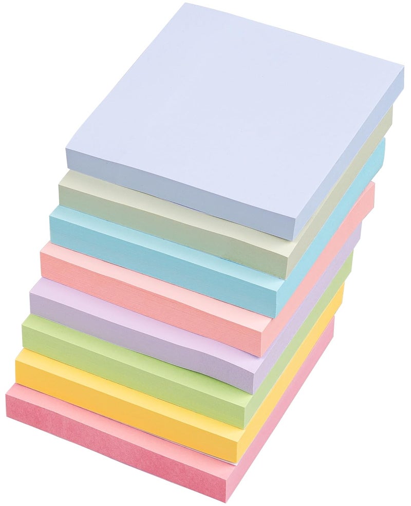 AUYAARS Sticky Notes 3x3 Inches, 8 Pads, 800 Sheets, 8 Color Sticky Note Pads, Premium Sticky Pads, Sticky Notes Bulk, Self-Stick Note Pads, 100 Sheets/pad - Image 1