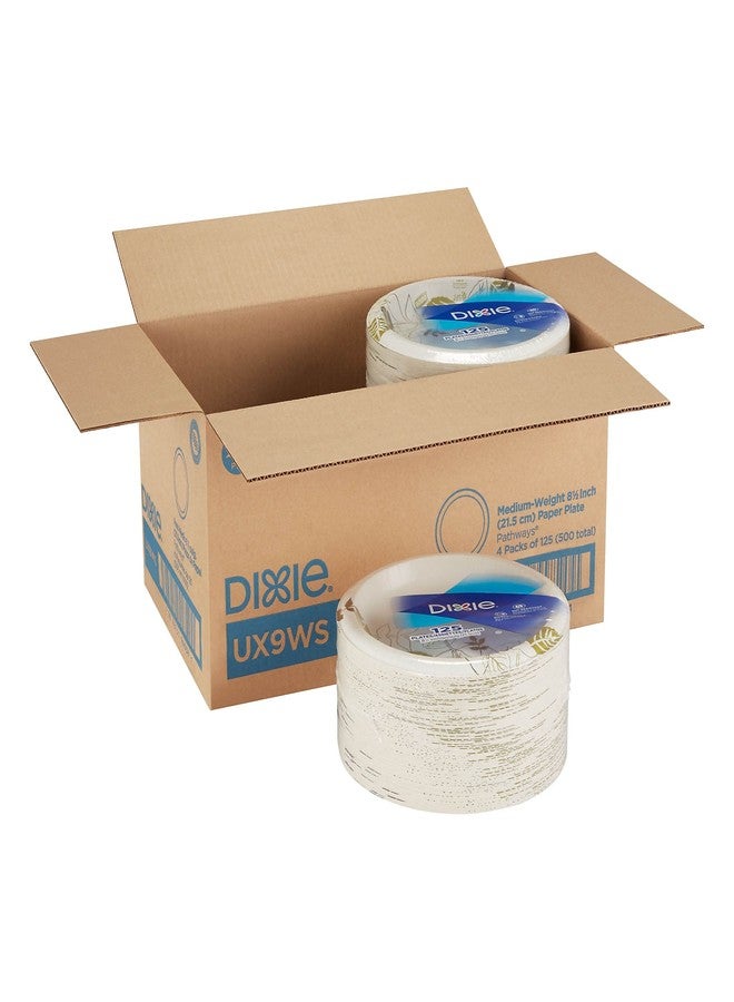 Dixie UX9WS Pathways Soak-Proof Shield Paper Plates, 8 1/2, Grn/Burg, 125/Pk, 4 Pks/Ct - Image 2