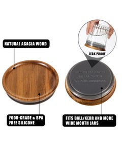 Excefore 6pcs Wooden Jar Lids Natural Bamboo Wood Reusable Ball Wooden Lids for Airtight Regular Mouth Jars  - Image 4
