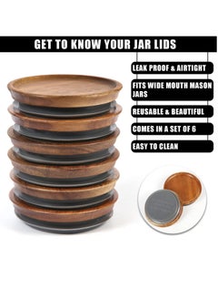 Excefore 6pcs Wooden Jar Lids Natural Bamboo Wood Reusable Ball Wooden Lids for Airtight Regular Mouth Jars  - Image 3