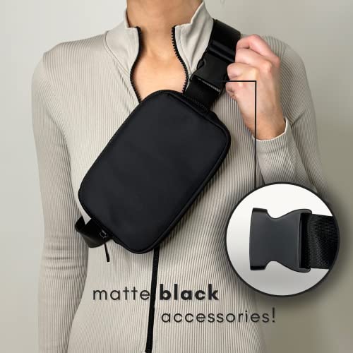CITRUSY Boutique Belt Bag | Crossbody Fanny Pack for Women | Fashionable Cute Mini Everywhere Bum Hip Waist Pack | Small Fashion Travel Chest Bag | Matte Black | Adjustable Small Strap - Image 2